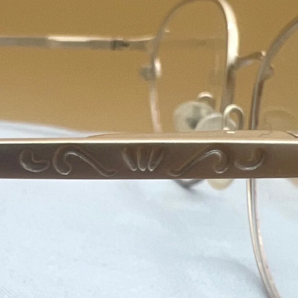 Jubilee Gold Brown Oval Eyeglass Frames 55-18-140 Metal Engraved Temples